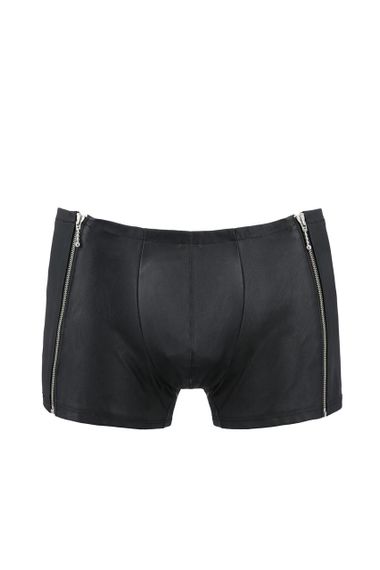 Чоловічі шкіряні боксери з блискавками Passion 049 SHORT MATT L/XL Black Sex Aura | Зображення 2