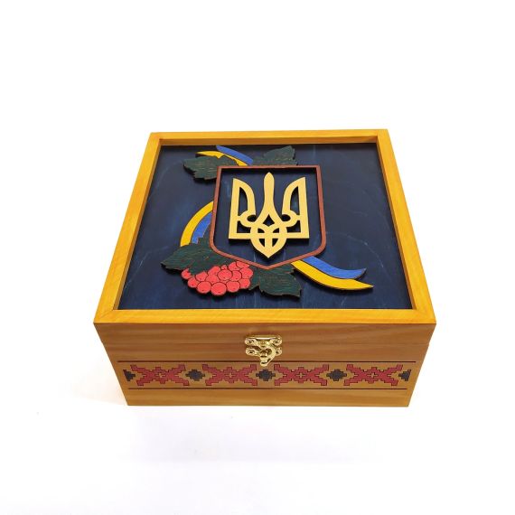 Ящик с крышкой Герб Украины 19,8х19,8х10,8 см Мастерская мистера Томаса Дерево Лак | Зображення 4