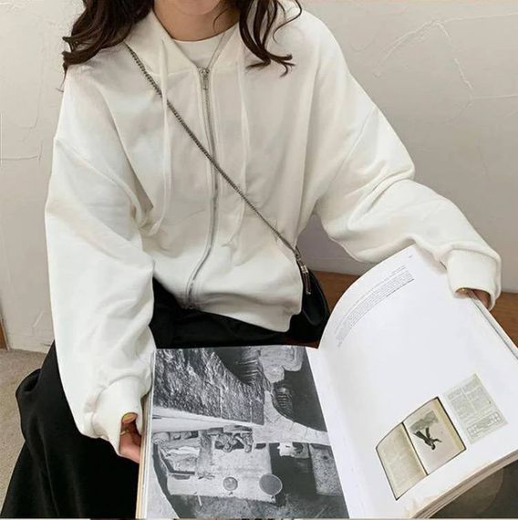 Женский худи оверсайз на молнии STS263 цвет белый, размер 42/46 | Зображення 1