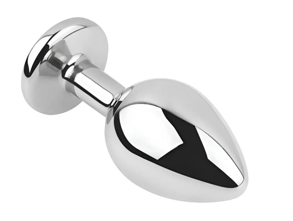 Анальна пробка із кристалом EGZO - Silver Round Plug Purple size M Sex Aura | Зображення 2