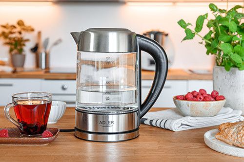 Електрочайник скляний Adler AD 1247, 1,7 л, 2200 Вт, з регулюванням температури та підсвіткою | Зображення 8