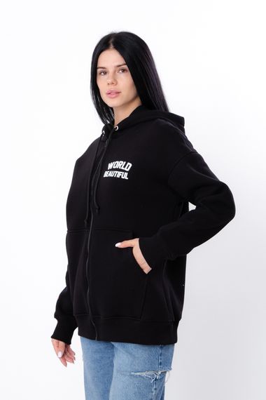 Zip-худі для жінок (оверсайз) Носи своє S/172 Чорний (p-15330-175378) | Зображення 2