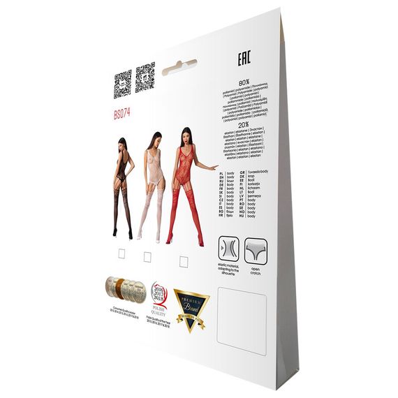 Ажурний бодістокінг з імітацією панчіх Passion BS074 red, One size | Зображення 4