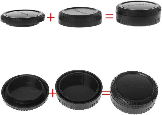 Комплект задней крышки камеры и крышки объектива Micro 4/3, защита от пыли и царапин черная, заглушка байонета | Зображення 1