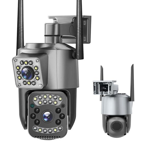 Вулична IP камера 4Мп, з датчиком руху, SC03 V380pro, під сім карту 4G / Поворотна камера відеоспостереження з 2 об'єктивами