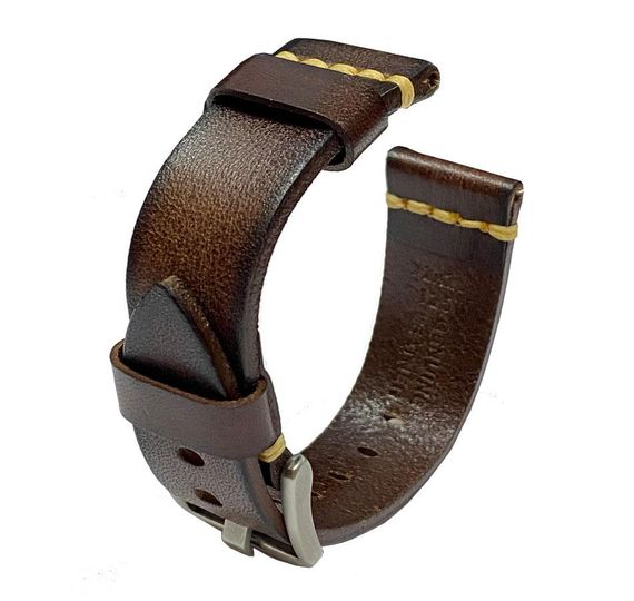Кожаный ремешок Primolux C052B Steel buckle для часов Huawei Watch GT 2 / GT Active 46mm - Dark Brown | Зображення 6