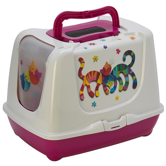 Moderna Trendy Cat туалет закрытый для кошек, 57 см х 45 см х 43 см, розовый