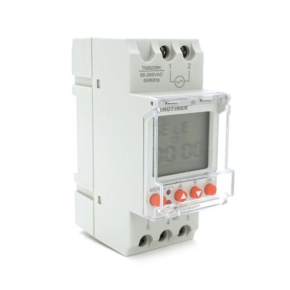 Реле часу Sinotimer TM920BK, на DIN-рейку, LCD, програмований, змінна батарея, 30А, 85-265V, 87х65х36 мм