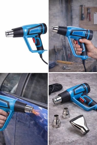Фен промисловий Hot Air Gun 1600W 4 насадки X512 • Технічний будівельний фен для паяння, зняття фарби, нагріву і термоусадки з насадками | Зображення 4