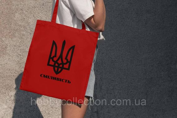 Сумка шопер із принтом "Сміливість" Червона | Зображення 1