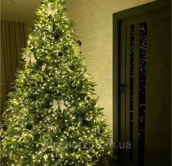 Светодиодная гирлянда Роса 200 метров, диоды теплого белого цвета на зеленом проводе, 2000 LED, с пультом управления | Зображення 4