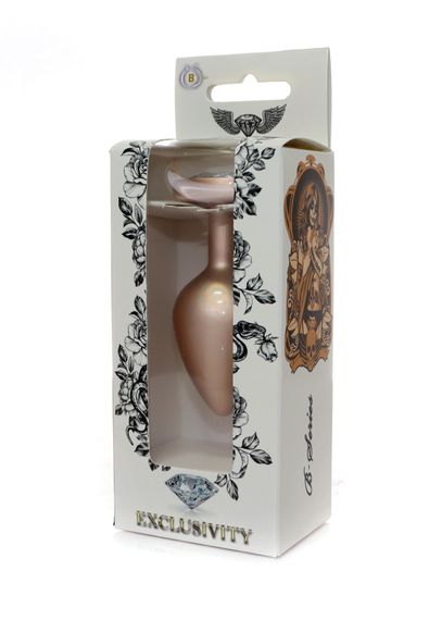 Анальна пробка B-Series Plug Jewellery Pearl Gold Heart, металева, прозора, M | Зображення 3