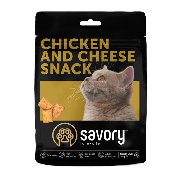 Ласощі для котів з куркою та сиром Savory Cats Snacks Pillows Chicken & Cheese, 180 гр