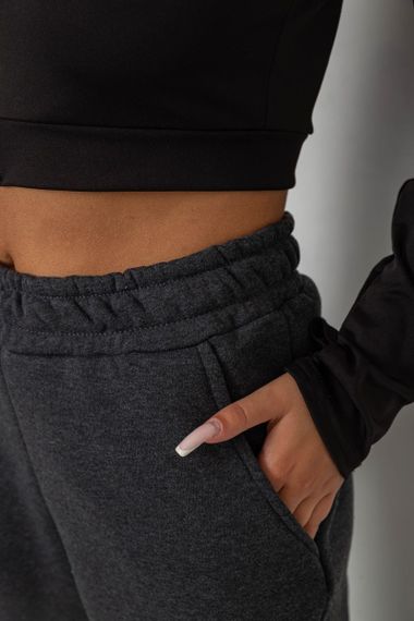 Спортивные штаны женские на флисе  -уценка, цвет серый, 238R58671-1-U-20 | Зображення 4