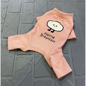 Вафельный костюм для собак Cheepet коллекция "Любимый Завтрак"  Дим Сам на спинке, без резинок вокруг лап, розовый