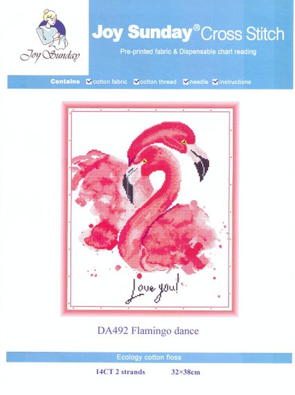 Набір для вишивання за нанесеною на канву схемою "Flamingo dance". AIDA 14CT printed 32*38 см | Зображення 1