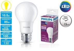 Лампа светодиодная PHILIPS_LEDBulb 10.5-85W(1055Lm) 3000K 230V A60_E27