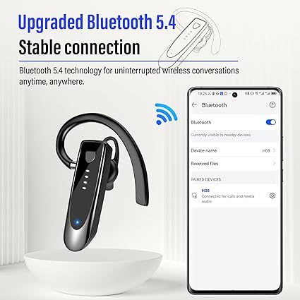 Atheewon H08 Bluetooth-гарнитура, беспроводная гарнитура Hands-free, 20 часов в режиме разговора, Bluetooth 5.4-гарнитура, 180 часов в режиме ожидания | Зображення 2