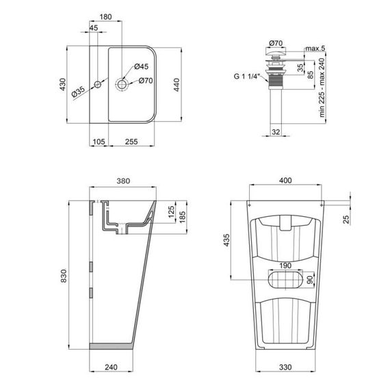 Комплект Qtap Tern: Раковина підлогова моноблок 440х380х830 мм White + Донний клапан PU02O | Зображення 1