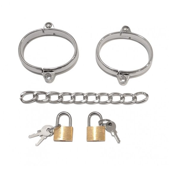 Наручники розбірні DS Fetish, метал, із замками, сріблясті | Зображення 1
