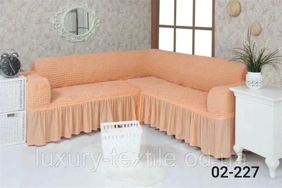 Чохол на кутовий диван з оборкою, накидка на диван. | Зображення 6