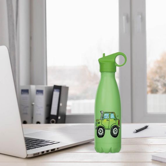 Термокружка дитяча Maestro MR-1645-B Car 400 мл з нержавіючої сталі з трубочкою герметична | Зображення 2