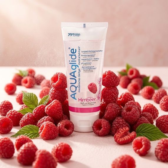 Съедобный лубрикант AQUAglide Raspberry на водной основе со вкусом малины, 100 мл Sex Aura | Зображення 1