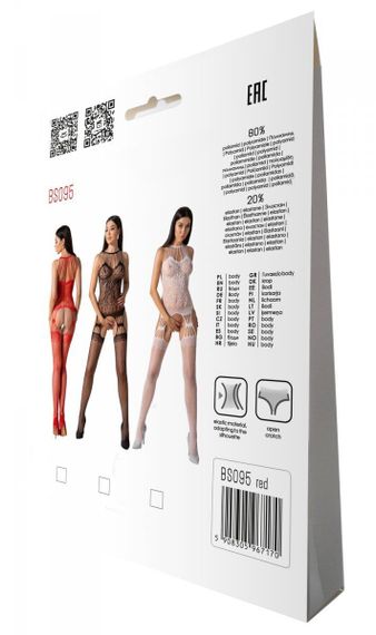 Бодістокінг з безліччю бретелей Passion BS095 One Size, red, імітація пояса та панчіх, з доступом | Зображення 6