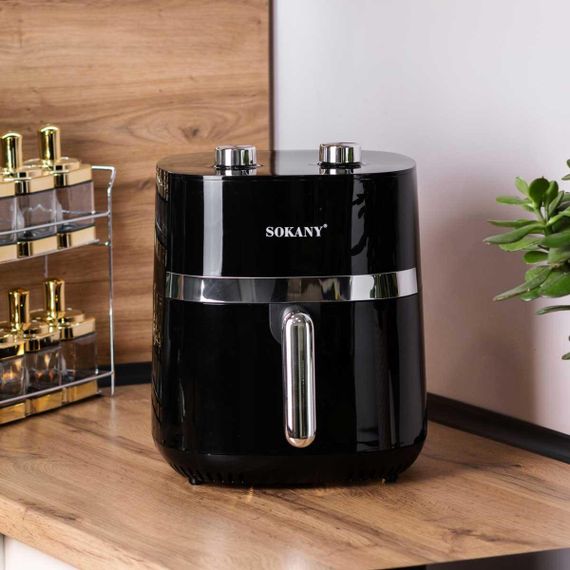 Аэрогриль, аэрофритюрница ,Мультипечь SOKANY SK-10024 на 6,5 л 1500 Вт с терморегулятором, черный | Зображення 1
