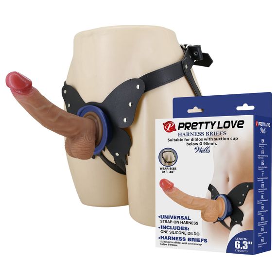 Жіночий страпон Pretty Love - Wells 6.3" Silicone Dildo with Harness Briefs, BW-022075 sexstyle
