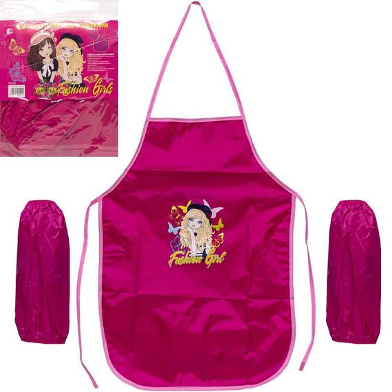 Фартух дитячий з нарукавниками для дівчаток CR5530(Pink) 54х37 см (91392)