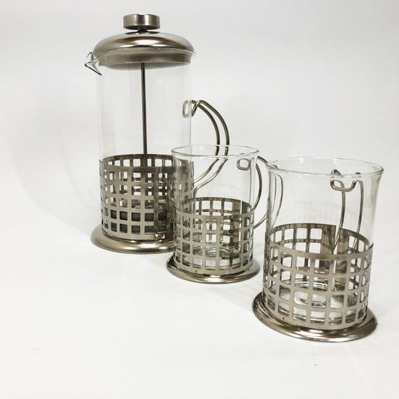 Прес заварник із жароміцного боросилікатного скла UNIQUE UN-1155 0.6 л + 2 чашки Френч-прес для кави | Зображення 2