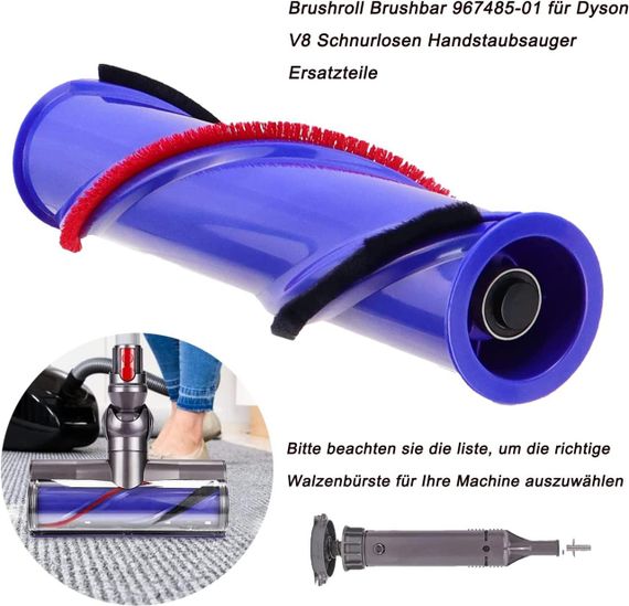 Щетка для Dyson V8, насадка вал для пылесоса, 3-контактный привод 50 мм, замена детали № 967485-01 Absolute | Зображення 2