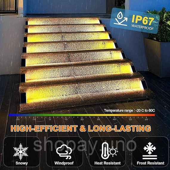 Уличный светильник для лестницы на солнечной батарее 13 LED / Угловой светильник на лестницу теплый белый / Солнечные декоративные | Зображення 6