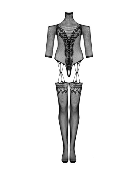 Нейлоновий бодістокінг з імітацією панчіх Obsessive Bodystocking G333 S/M/L, black, з доступом Sex Aura | Зображення 2