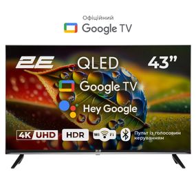 Телевізор 2E 43' QLED 4K 60Hz Smart Google TV Black (2E-43A77Q)