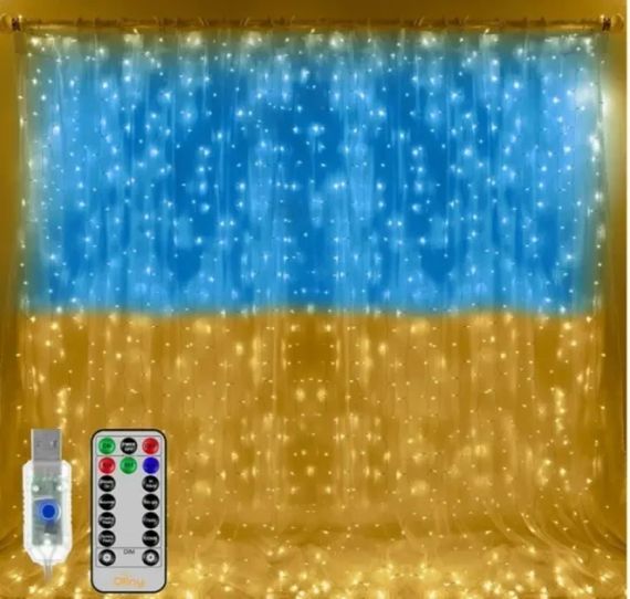 Патриотическая гирлянда штора Флаг Украины 2*2м 160 LED классическая IP44