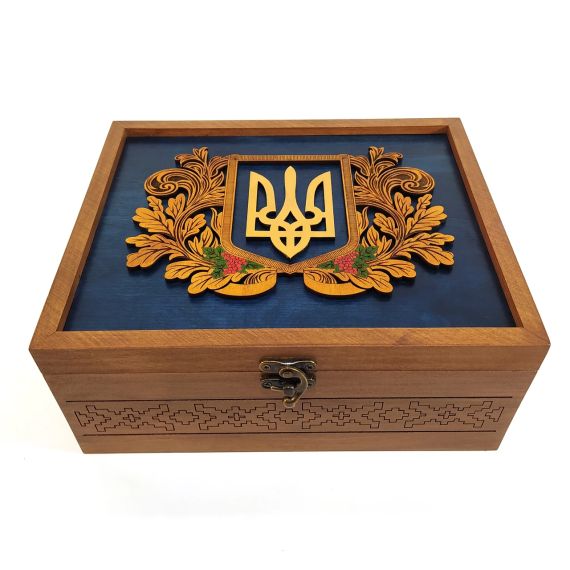 Ящик с крышкой Герб Украины 24,5х19,5х10,8 см Мастерская мистера Томаса Дерево Лак | Зображення 3
