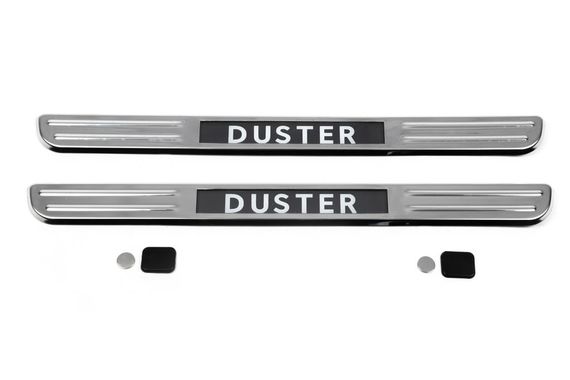 Бездротові пороги з підсвічуванням (2 шт., нерж) для Renault Duster 2008-2017 рр | Зображення 1