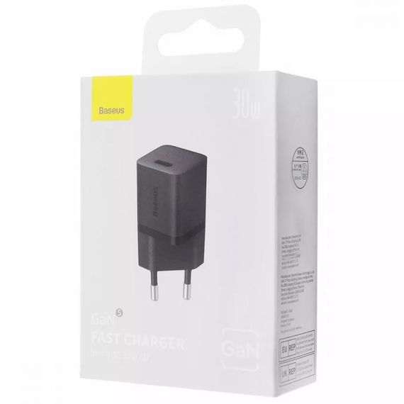 МЗП Baseus GaN5 Fast Charger (mini) PD30W (1USB-C) (CCGN070) Black | Зображення 1