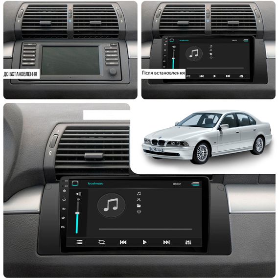 Штатная магнитола Lesko для BMW 5 series E39, E53 1996-2003 9" 1/16 Wi-Fi Optima GPS Android | Зображення 2