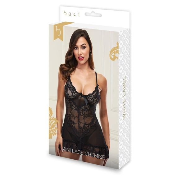 Пеньюар BACI мереживний, напівпрозорий, чорний, S/M | Зображення 3
