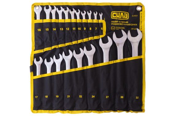 Набор ключей рожково-накидных CrV в чехле 6-19, 21,22, 24, 27, 30, 32мм (20шт) СИЛА
