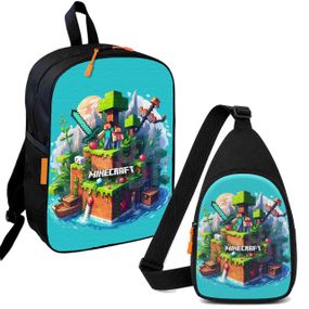 Набор Minecraft 2 в 1: детский рюкзак + сумка-слинг, для мальчика и девочки 7–9 лет (6177)
