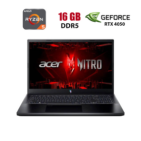 Игровой ноутбук Acer Nitro V 15 ANV15-41-R6HP / 15.6" (1920x1080) IPS / AMD Ryzen 5 7535HS (6 (12) ядер по 3.3 - 4.55 GHz) / 16 GB DDR5 / 512 GB SSD / nVidia GeForce RTX 4050, 6 GB GDDR6, 96-bit / WebCam б/у