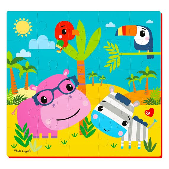 Мягкие пазлы "Бегемот и зебра" Vladi Toys VT1109-04, 25 эл | Зображення 1