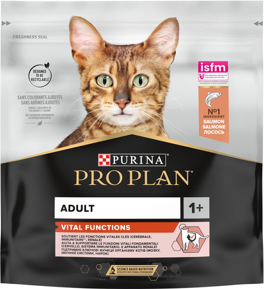 Сухий корм Purina PRO PLAN Adult 1+ Vital Functions для дорослих котів, лосось 0.4кг