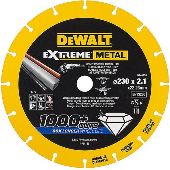 Диск діамантовий по металу 230х1.5х22.23 мм DeWALT DT40255