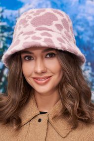 Теплая мягкая панама окраски коровы (6082-1) светлая пудра + темная пудра