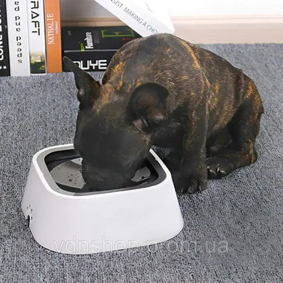 Поїлка непроливайка для собак та кішок з плаваючим диском Миска антипроливайка для води MAGIC BOWL Біла 1,5л | Зображення 4